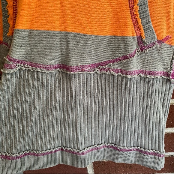 Free People Orange & Grey Striped Long sleeve w/ Oversized Hood Size XS - Picture 8 of 14